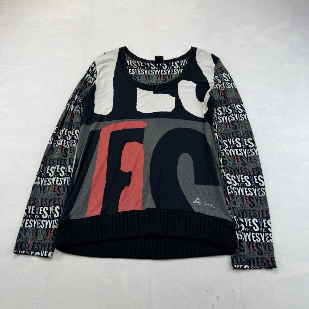 Womens Long Sleeve Sweater Dress Desigual Overprinted Size M Viscose